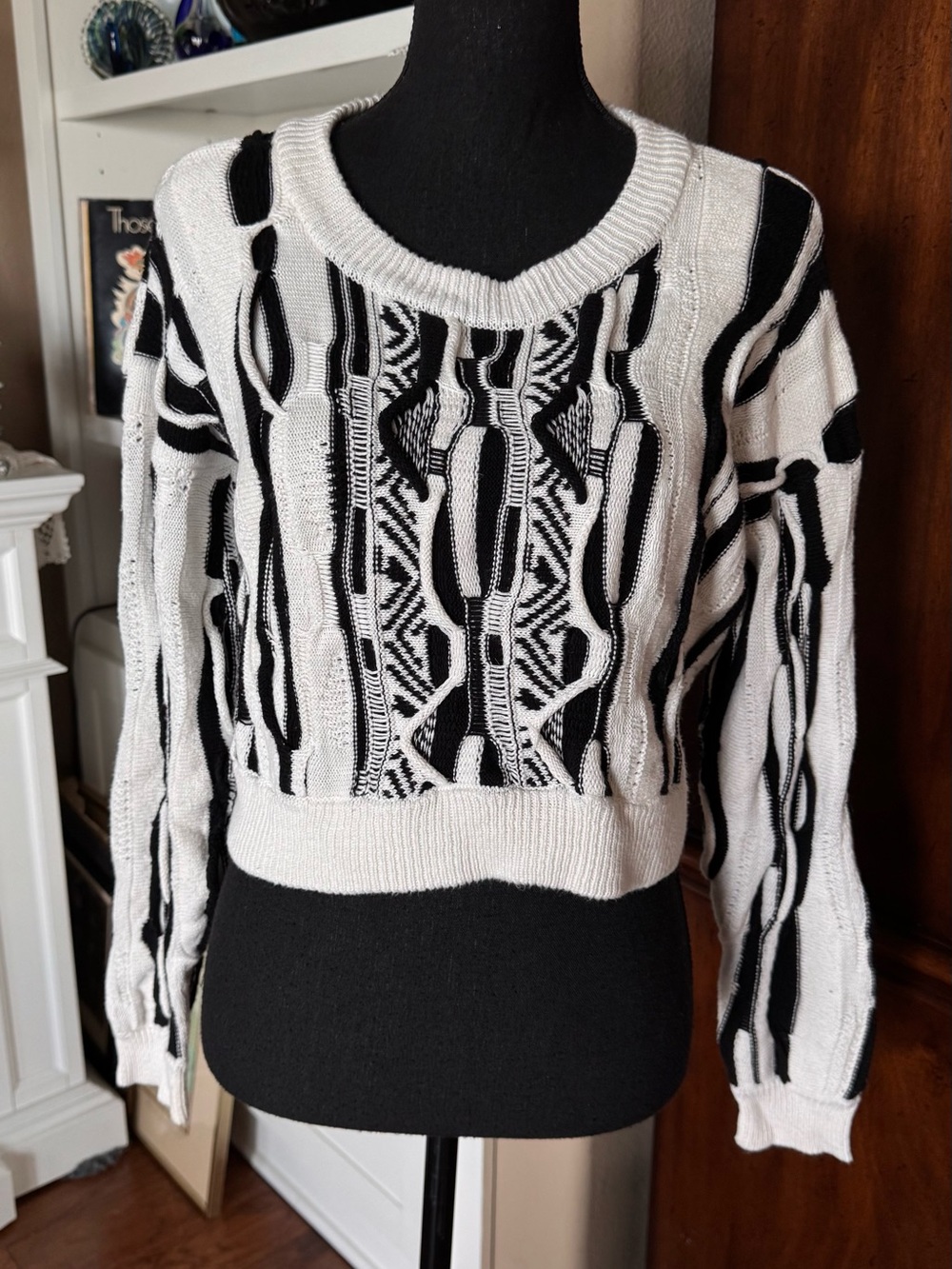 Forever 21 Black & White 3D Sweater